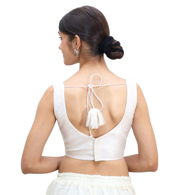 White Sweat Heart Neck Sleeveless Blouse - Image 4