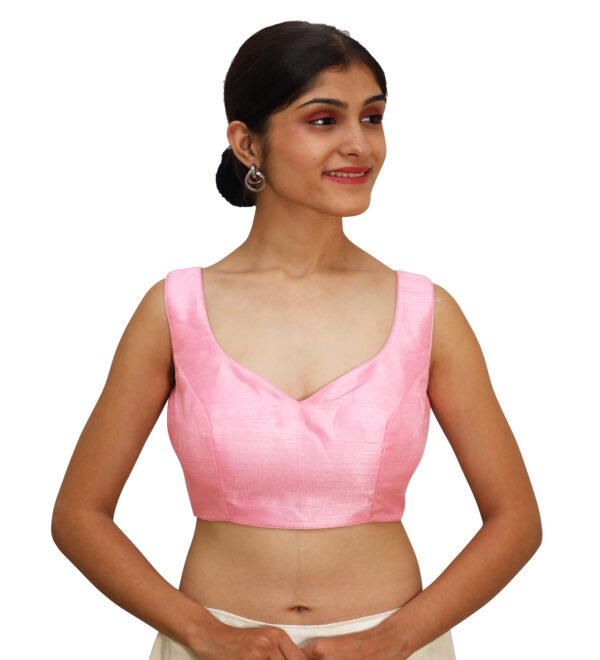 Pink Sweat Heart Neck Sleeveless Blouse - Image 3