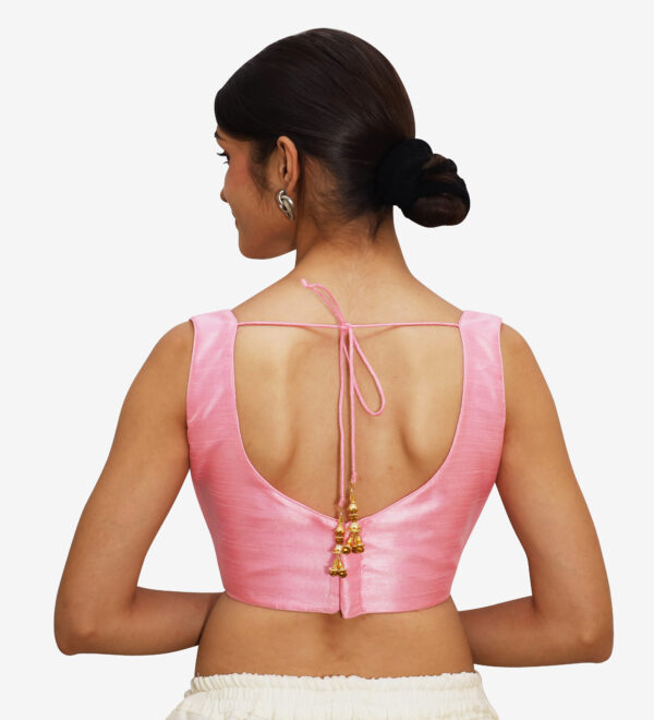 Pink Sweat Heart Neck Sleeveless Blouse - Image 4