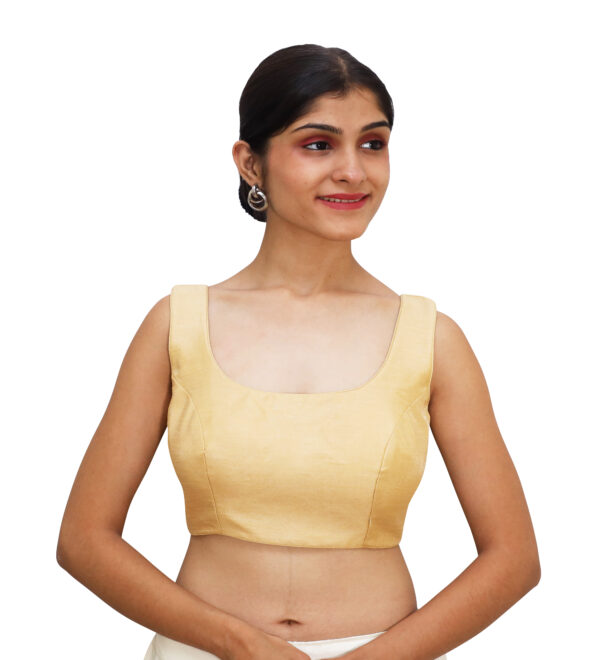 Golden Round Neck Sleeveless Blouse - Image 3