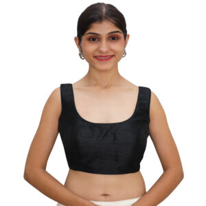 Modern Black Sleeveless Saree Blouses