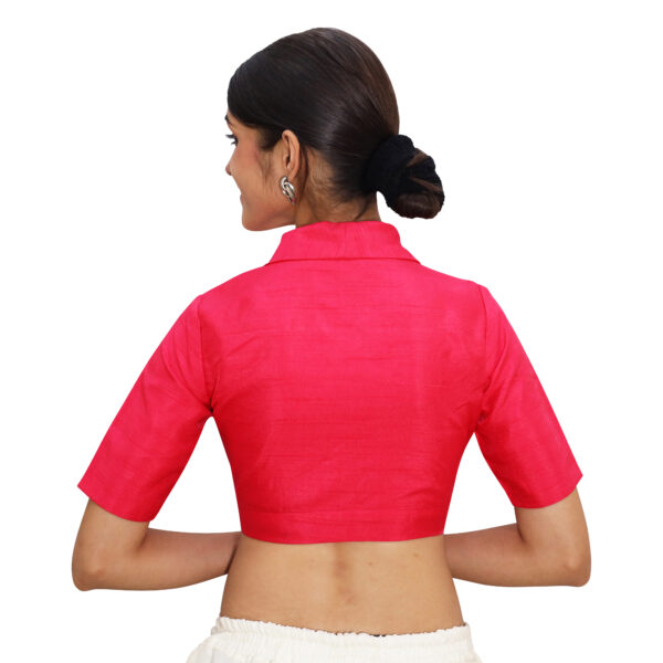 Latest Rani Pink Collar Blouse with Short Sleeve - Image 4