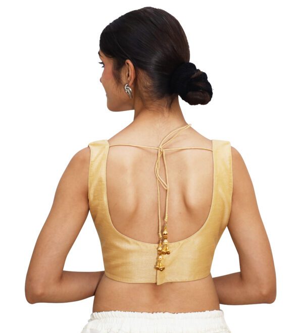 Gold Sleeveless Round Neck Blouse - Image 3