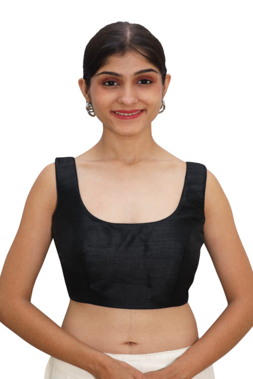 Black Sleeveless Round Neck Blouse