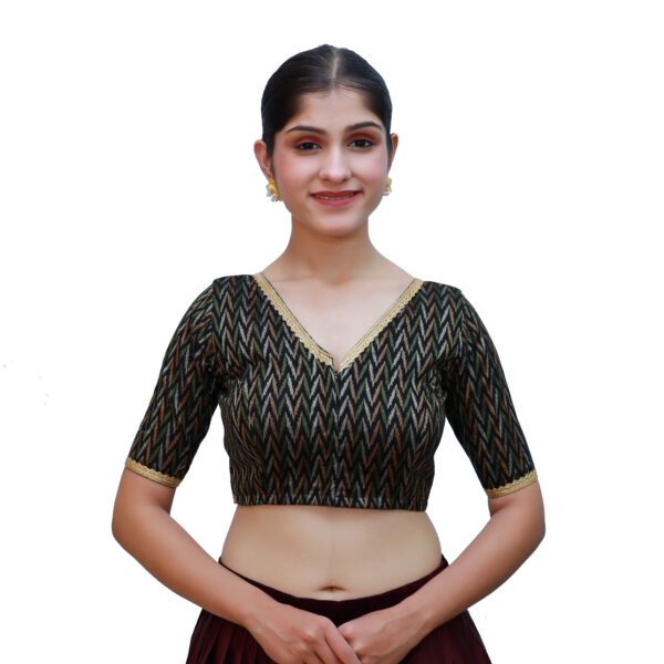 Black V Neck Blouse with Short Sleeve