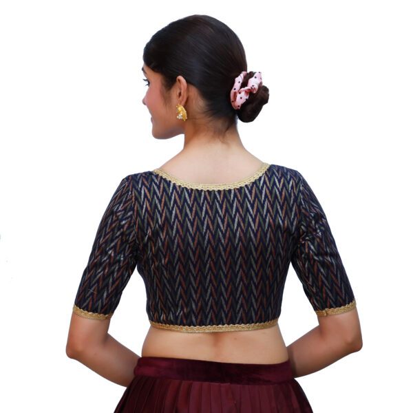 Black V Neck Blouse with Short Sleeve - Image 3