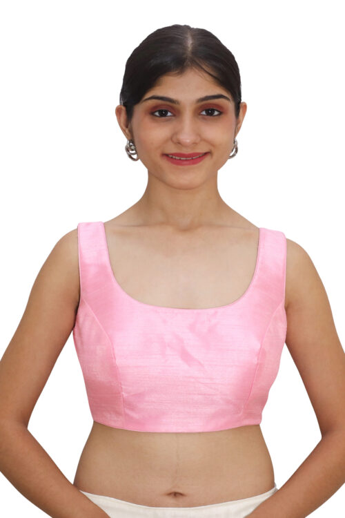 Pink Sleeveless Round Neck Blouse