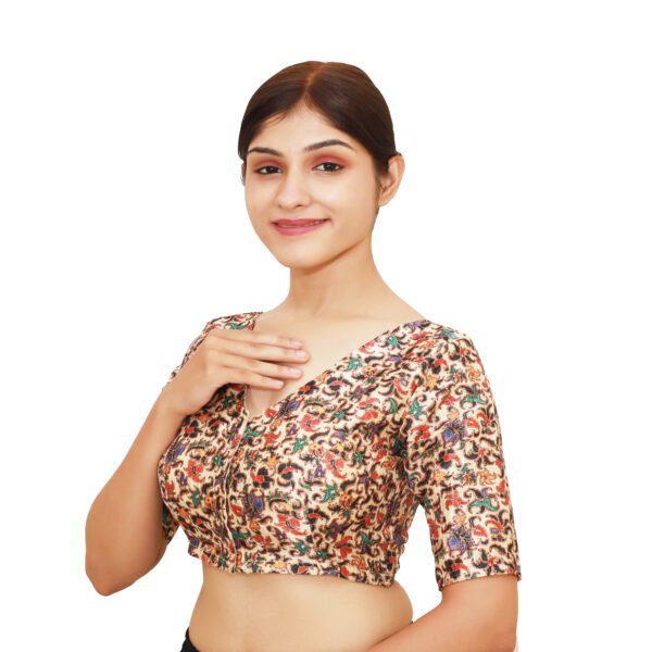 Multi Print V Neck Blouse - Image 2