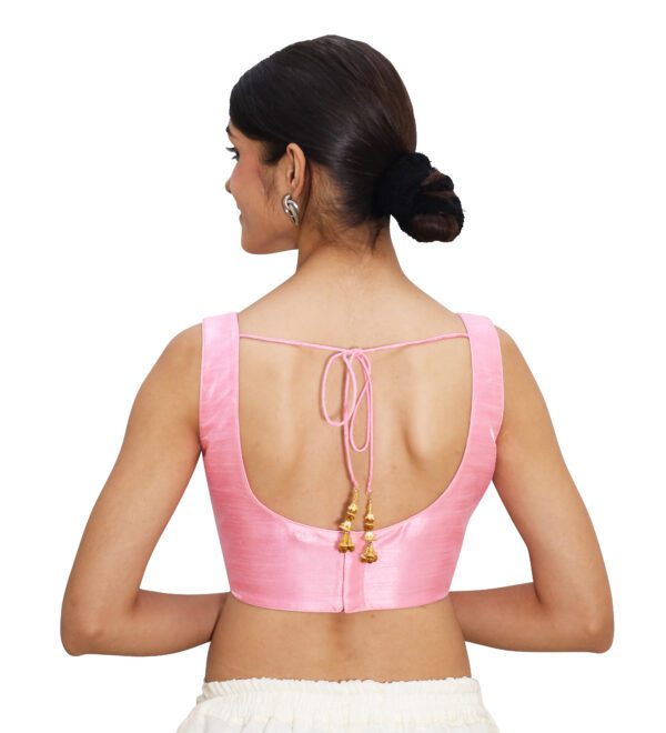 Pink Sleeveless Round Neck Blouse - Image 3