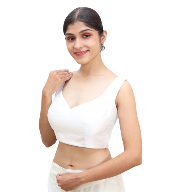 White Sleeveless Sweetheart Neck Blouse - Image 2