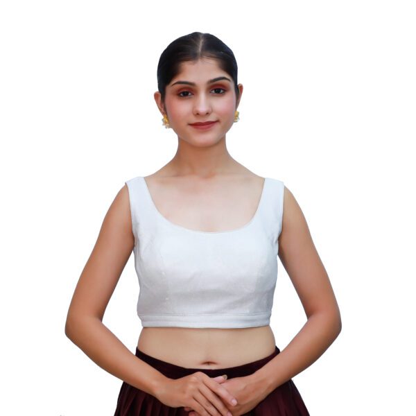 Silver Sleeveless Round Neck Blouse