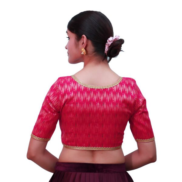 Rani Pink V Neck Blouse with Short Sleeve - Image 3
