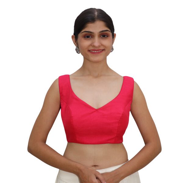 Red Sleeveless Sweetheart Neck Blouse
