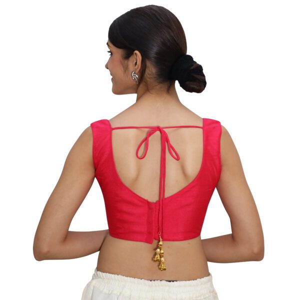Red Sleeveless Sweetheart Neck Blouse - Image 3