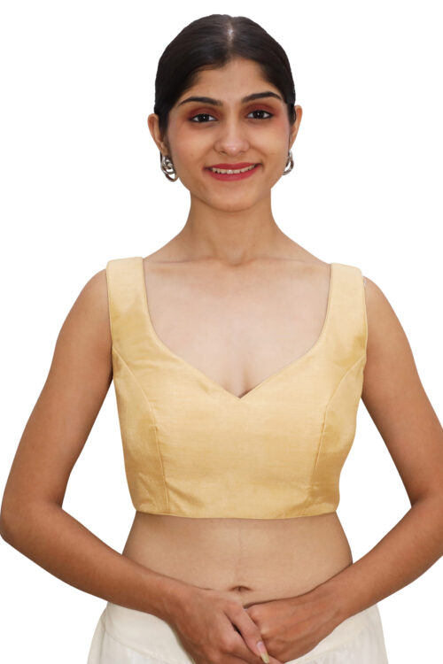 Gold Sleeveless Sweetheart Neck Blouse