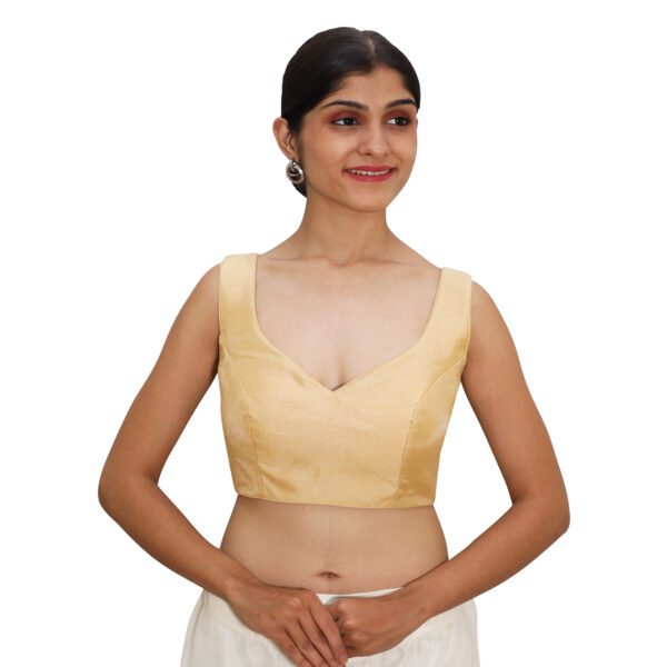 Gold Sleeveless Sweetheart Neck Blouse - Image 4