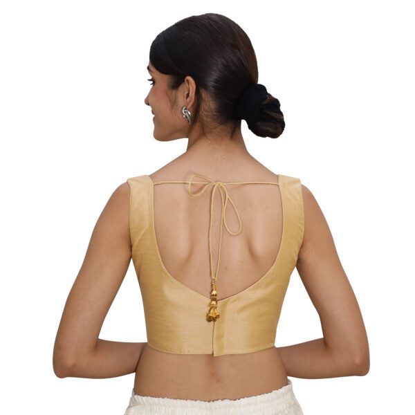 Gold Sleeveless Sweetheart Neck Blouse - Image 3