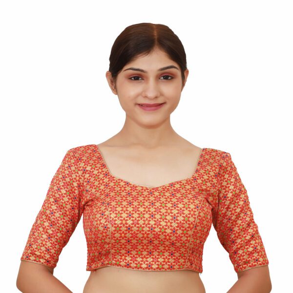 Red Sweetheart Neck Blouse