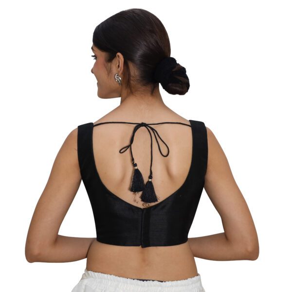 Black Sleeveless Sweetheart Neck Blouse - Image 3