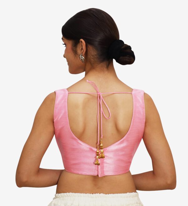 Pink Sleeveless Sweetheart Neck Blouse - Image 3