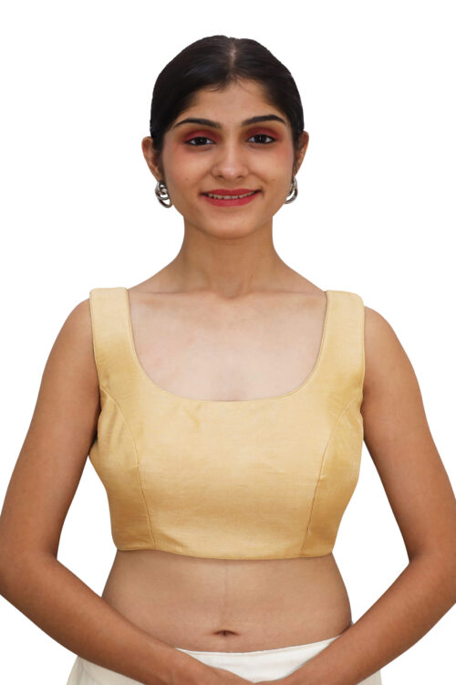 Gold Sleeveless Round Neck Blouse