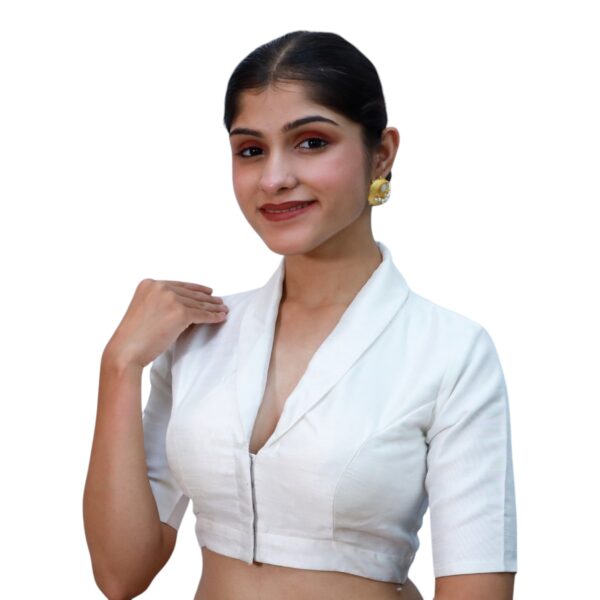White Collar Padded Blouse - Image 2