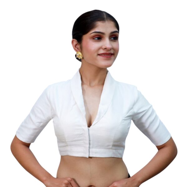 White Collar Padded Blouse - Image 4