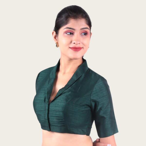 Green Collar Padded Blouse - Image 4
