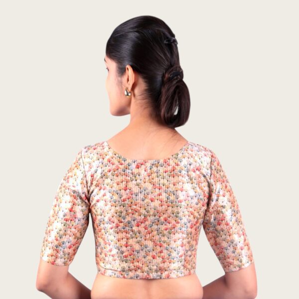 Cream Print V Neck Blouse - Image 3