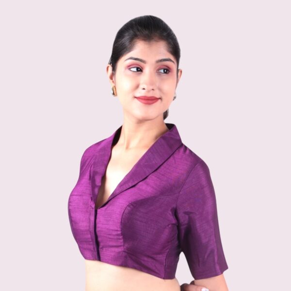 Purple Collar Padded Blouse - Image 2