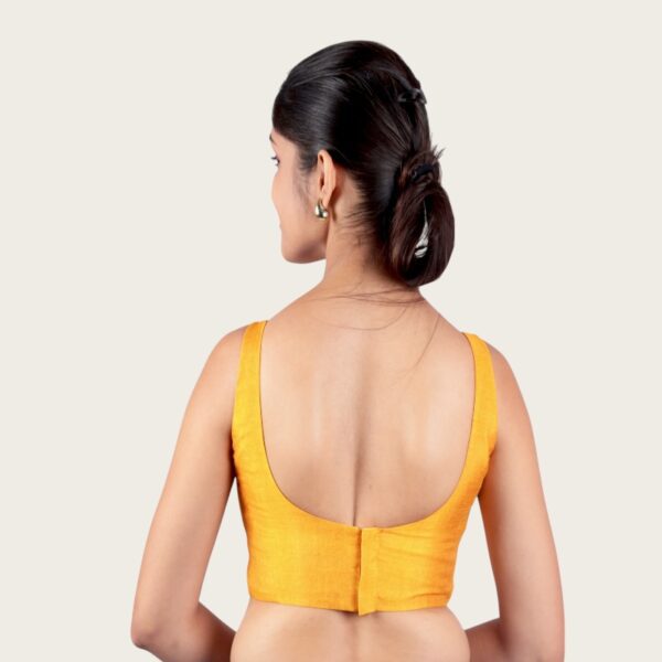 Musturd Sleeveless Padded Saree Blouse - Image 2