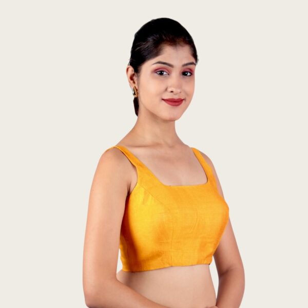 Musturd Sleeveless Padded Saree Blouse