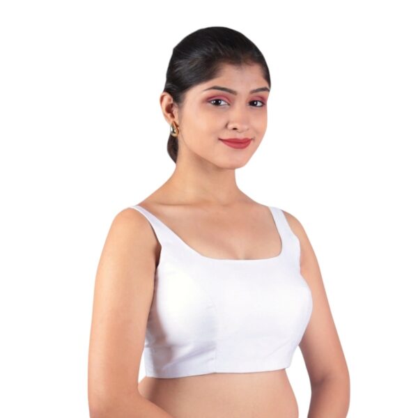White Sleeveless Padded Saree Blouse