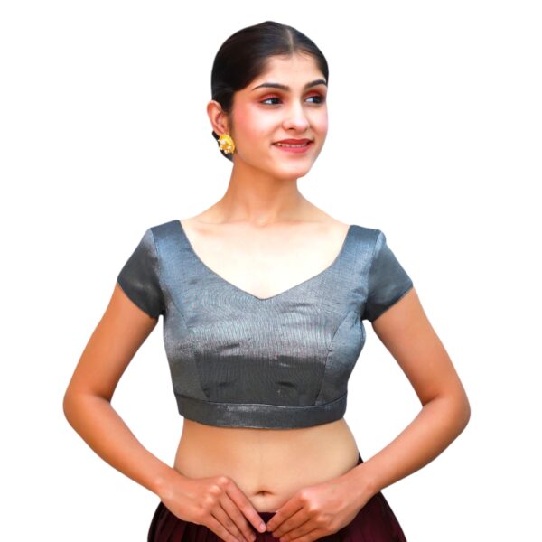 Grey Sweetheart Neck Blouse - Image 4
