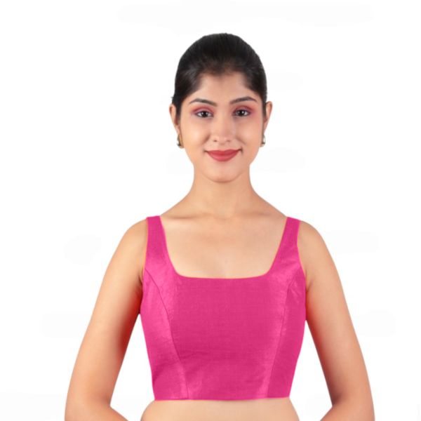 Rani Pink Sleeveless Padded Saree Blouse - Image 3