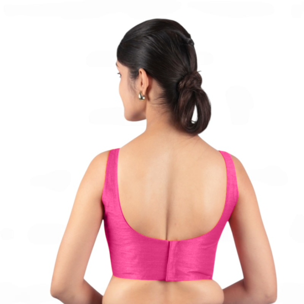 Rani Pink Sleeveless Padded Saree Blouse - Image 2