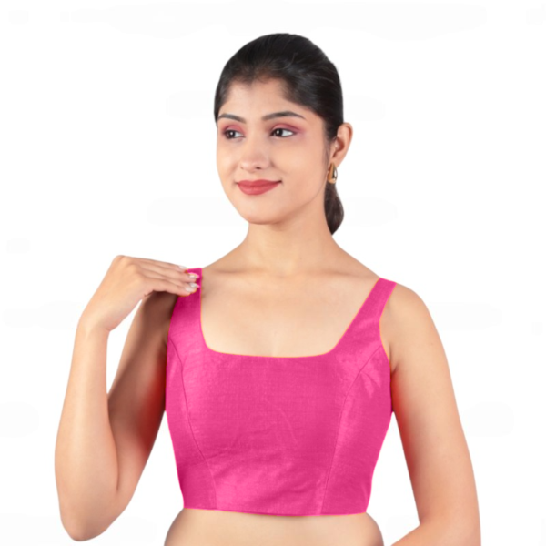 Rani Pink Sleeveless Padded Saree Blouse - Image 4