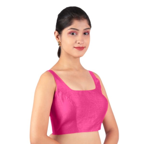 Rani Pink Sleeveless Padded Saree Blouse