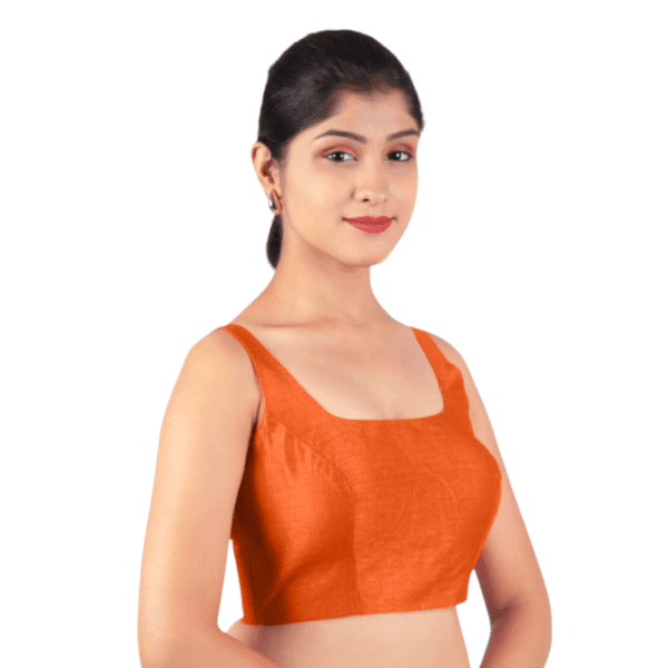 Orange Sleeveless Padded Saree Blouse