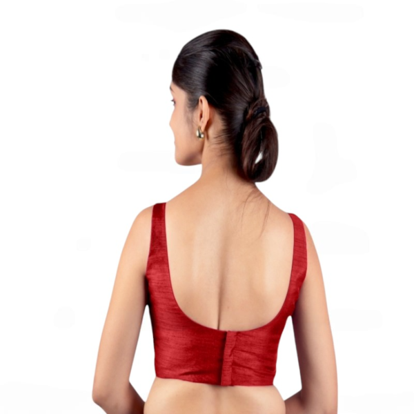 Maroon Sleeveless Padded Saree Blouse - Image 2