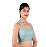 Teal Blue Sleeveless Padded Blouse - Image 3