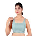 Teal Blue Sleeveless Padded Blouse - Image 4