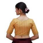 Chic Mustard Cotton V-Neck Blouse - Image 3