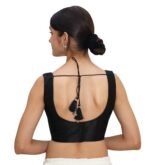 Black Silk Sleeveless Round Neck Blouse - Image 3