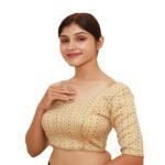Elegant Gold Sweetheart Neck Blouse - Image 2