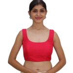 Bold Red Silk Sleeveless Round Neck Blouse