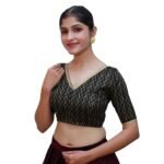 Black Cotton V-Neck Blouse - Image 2