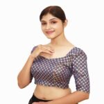 Blue Sweetheart Neck Saree Blouse - Image 2