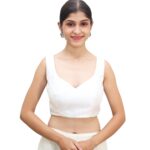 White Sleeveless Sweetheart Blouse