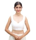 White Sleeveless Sweetheart Blouse